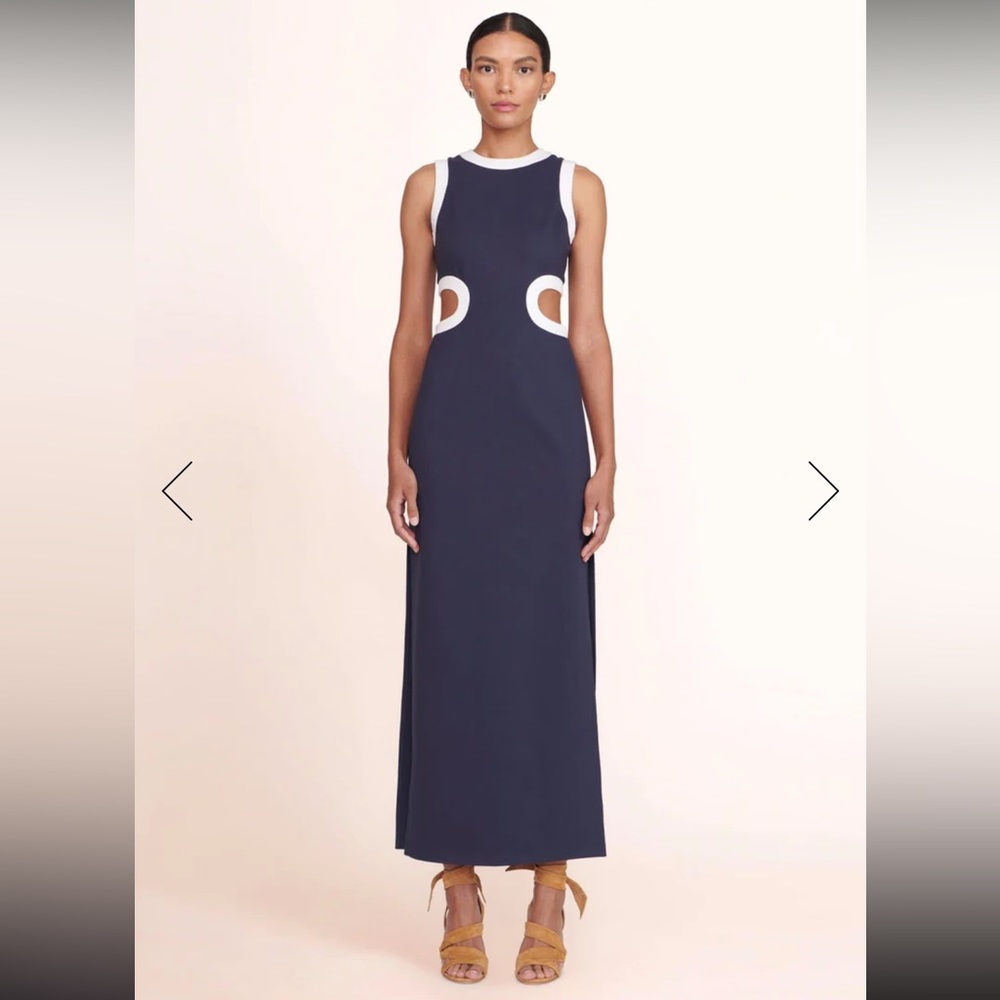 STAUD DOLCE DRESS NAVY WHITE